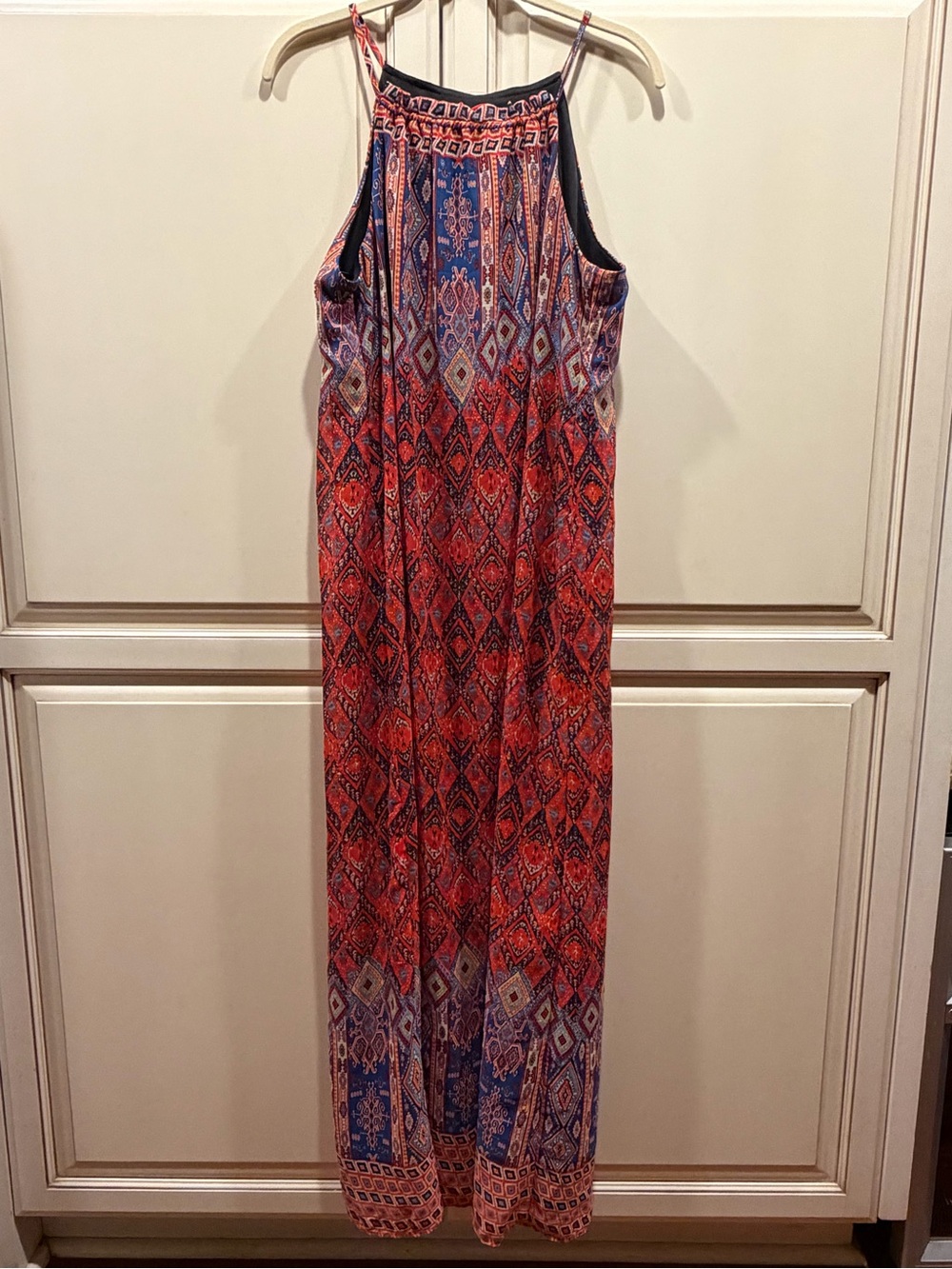 Boho Red and Blue Printed Maxi Dress